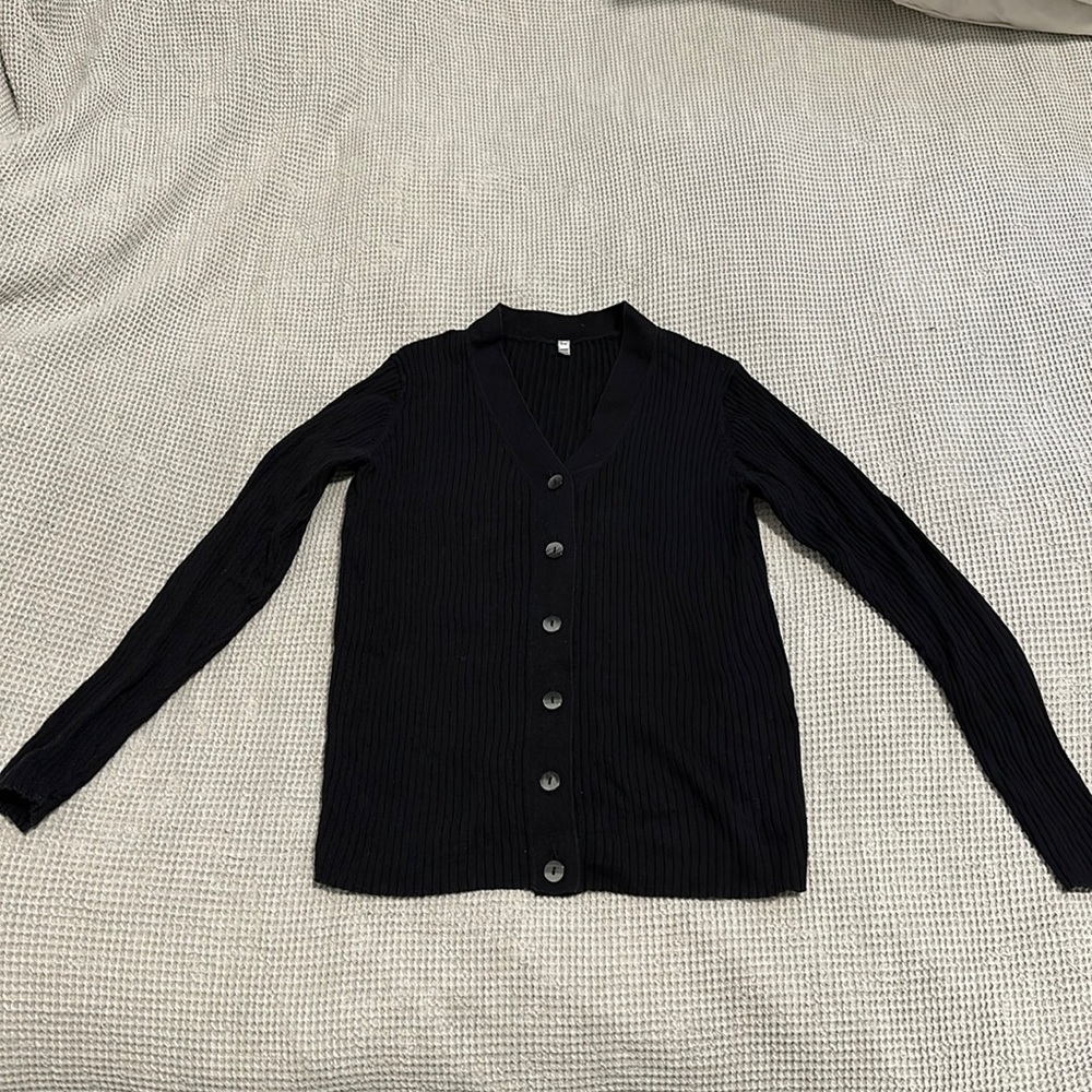 Muji Cotton and Silk Ribbed Cardigan XS